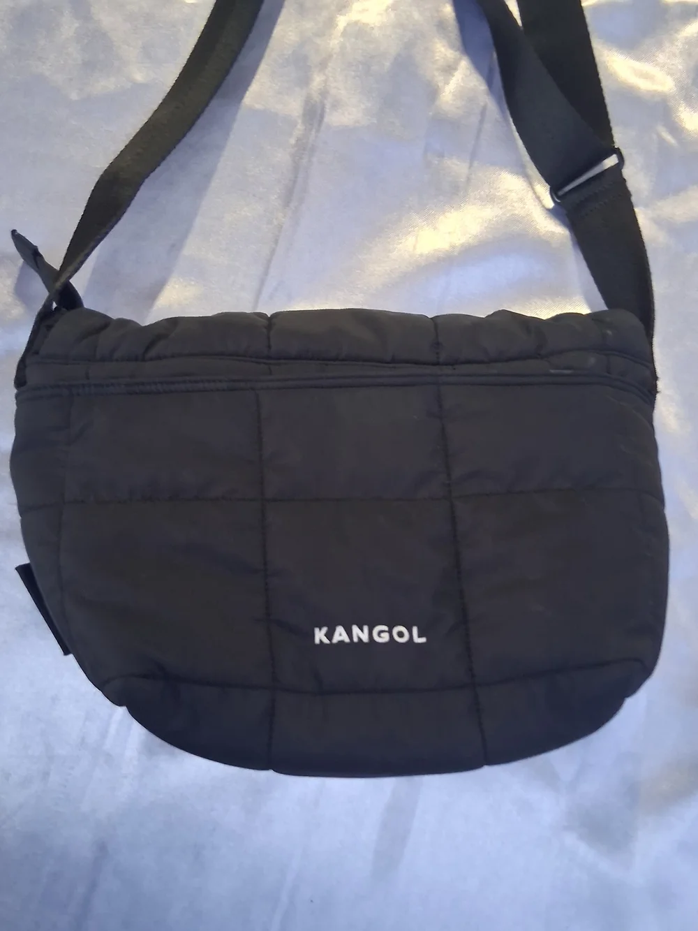 Kangol Black Quilted Messenger Crossbody Bag